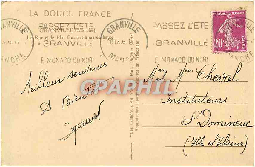 Le Roc et le Plat-Gousset à marée haute — Granville — Éditions d'Art Yves — Reverso