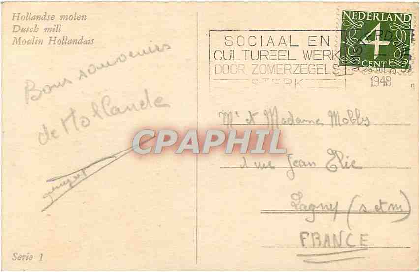 CPA Moulin Hollandais  Moilin a vent — Verso