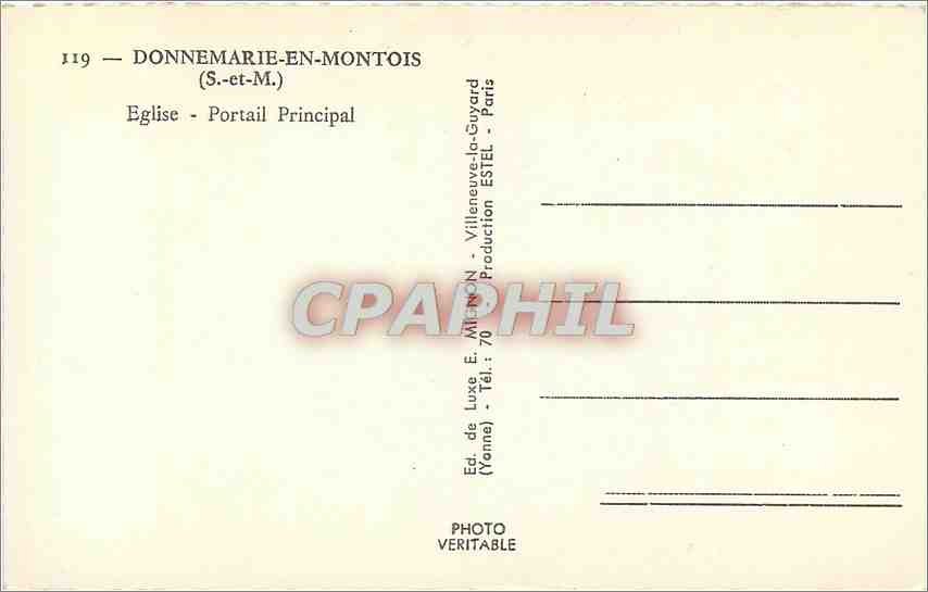CPM Donnemarie en Montois S et M Eglise Portail Principal  — Back