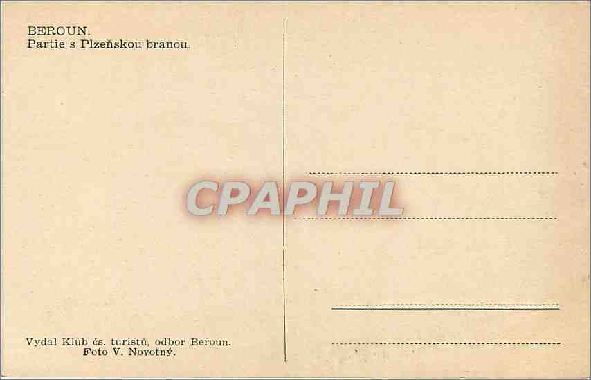 CPA Beroun Partie s Plzenskou branou  — Rückseite