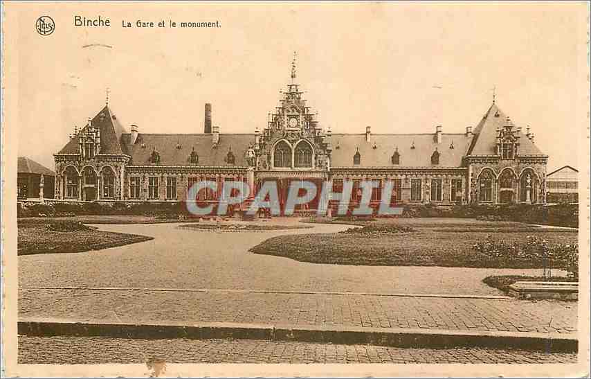 CPA Binche La Gare et le monument 