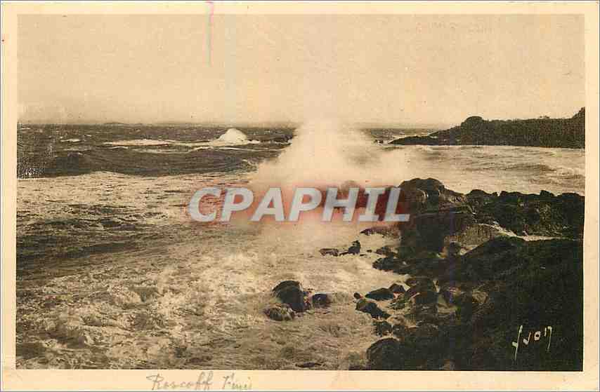 CPA Roscoff Finistere Effet de Vague 