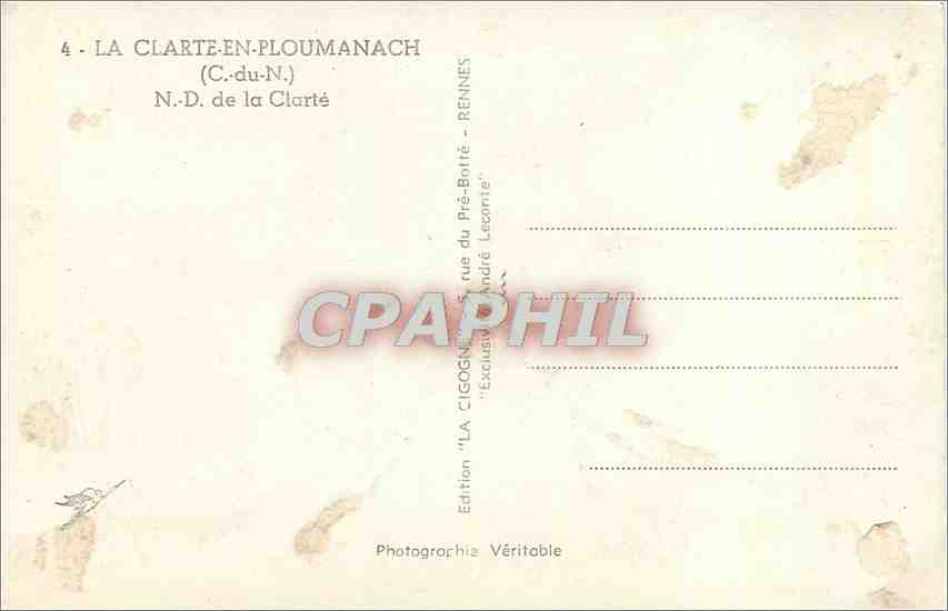 CPM La Clarte en Ploumanach C du N ND de la Clarte  — Rückseite