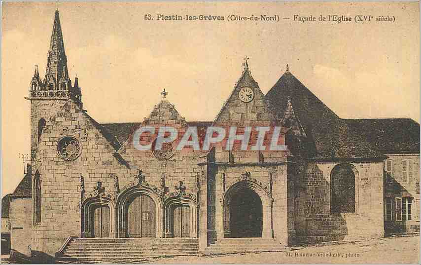 Piestin-les-Grèves (Côtes-du-Nord) — Façade de l'Église (XVIe siècle) — M. Delorme-Villedamie, photo.