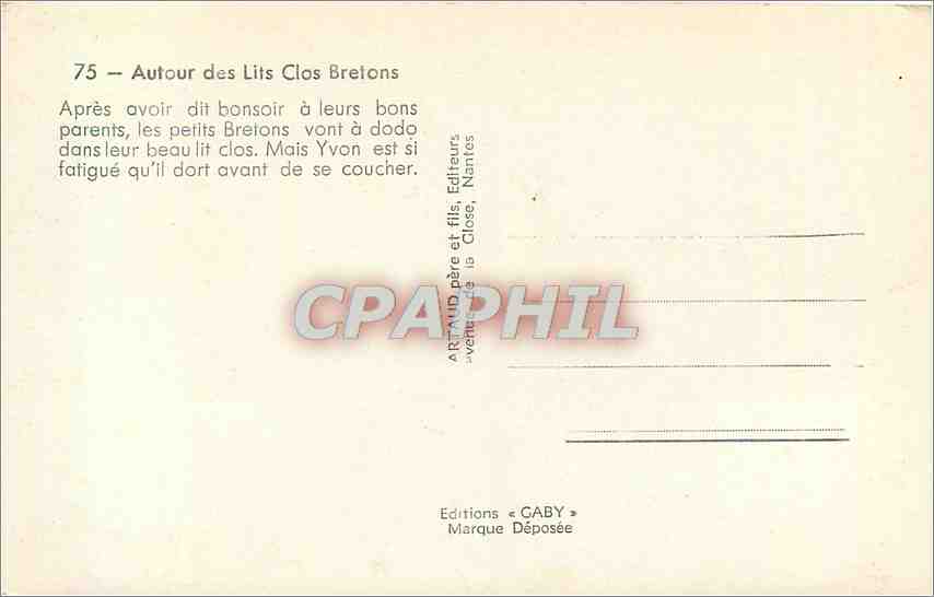 CPA Autour des Lits Clos Bretons Enfants Folklore — Verso