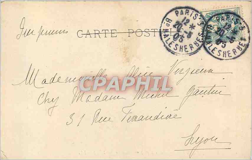 CPA Musee du Louvre Portrair de Mme Recamier  — Verso
