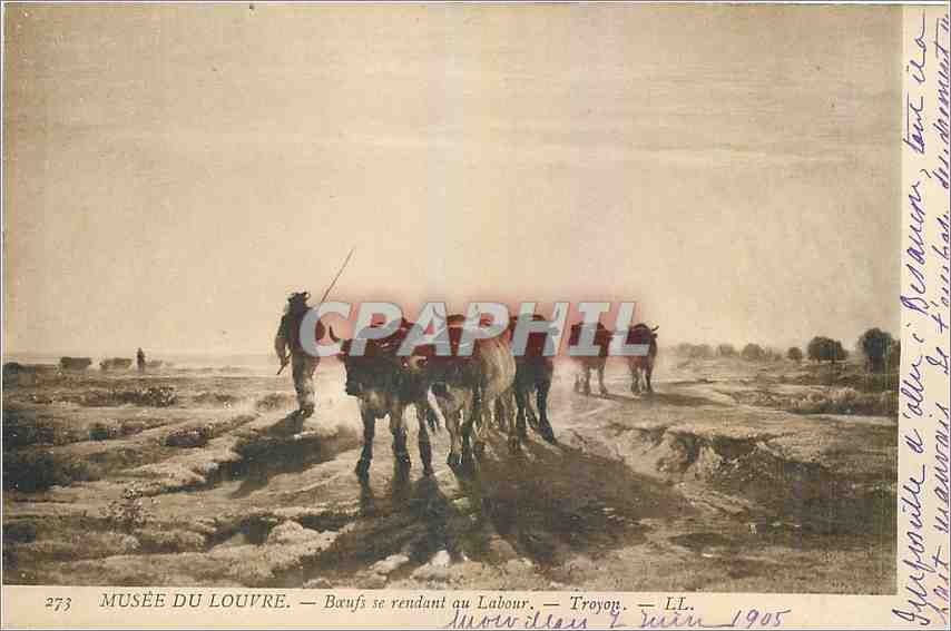 CPA Musee du Louvre Boeufs se rendant au Labour 
