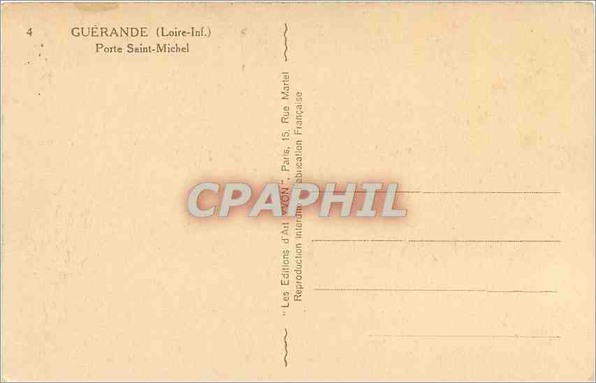 CPA Guerande Loire Inf Porte Saint Michel  — Verso