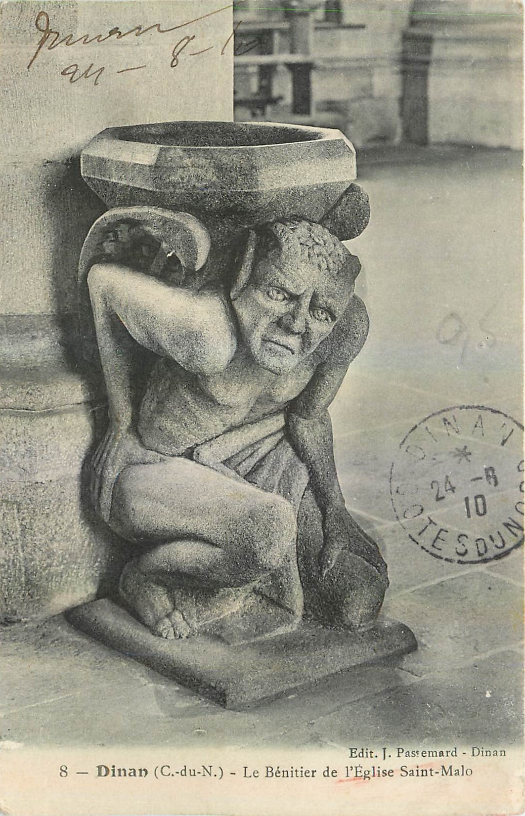 Dinan (C.-du-N.) — Le Bénitier de l'Église Saint-Malo — Edit. J. Passemard - Dinan