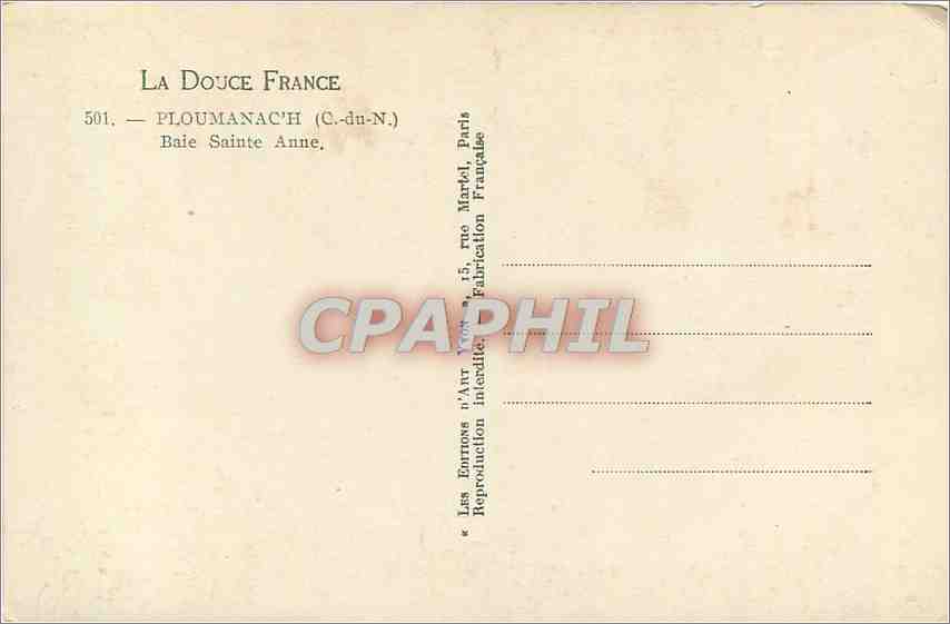 CPA Ploumanach C du N Baie Sainte Anne  — Rückseite