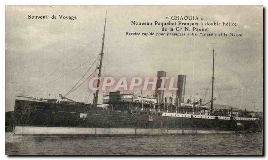 Steamer-Paquebot-Boat-Bateau- 'Chaouia' Nouveau Paqubot Francais a double helice-CPA
