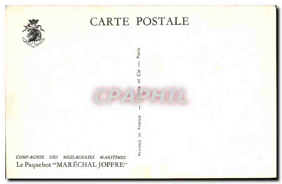 Steamer-Paquebot-Boat-Bateau- 'Marechal Joffre' Compagnie des Messageries Maritimes-Illustration-CPA — Back