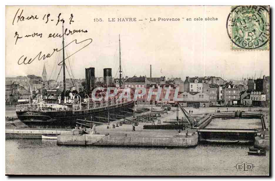Steamer-Paquebot-Boat-Bateau- Le Havre 'La Provence' en cale seche -CPA