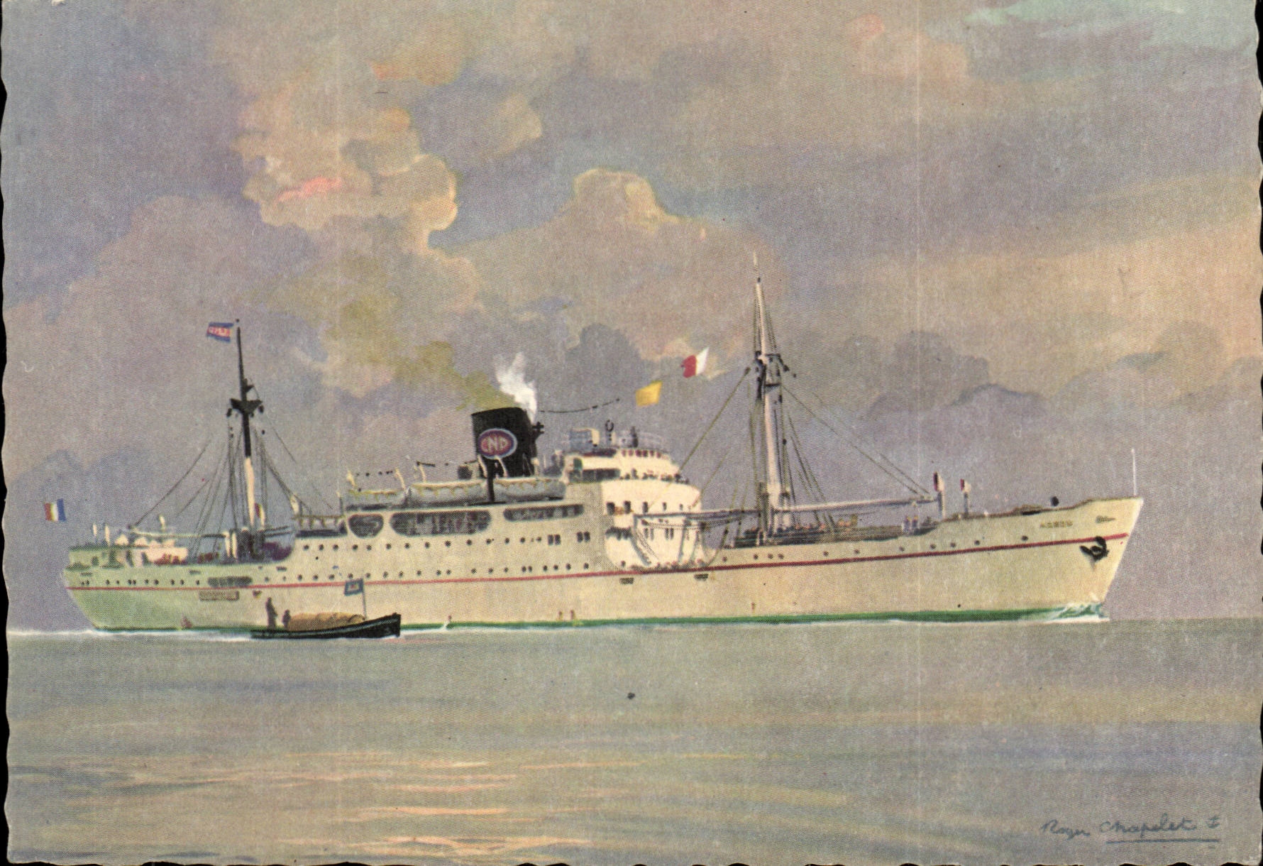 Steamer-Paquebot-Boat-Bateau- 'Azrou' de la Compagnie de Navigation Paquet-Le Maroc par Marseille et Port-Vendres -CPA
