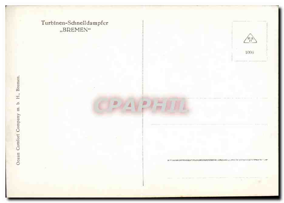 Steamer-Paquebot-Boat-Bateau- Turbinen-Schnelldampfer 'Bremen' -CPA — Back