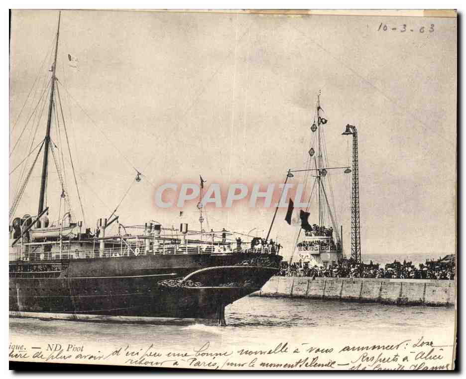 Steamer-Paquebot-Boat-Bateau- Le Havre- Sortie du Steamer ' La Savoie' de la Compagnie Generale Transatlantique -CPA — Verso