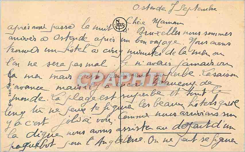 CPA Ostende La Digue et le Kursaal  — Rückseite