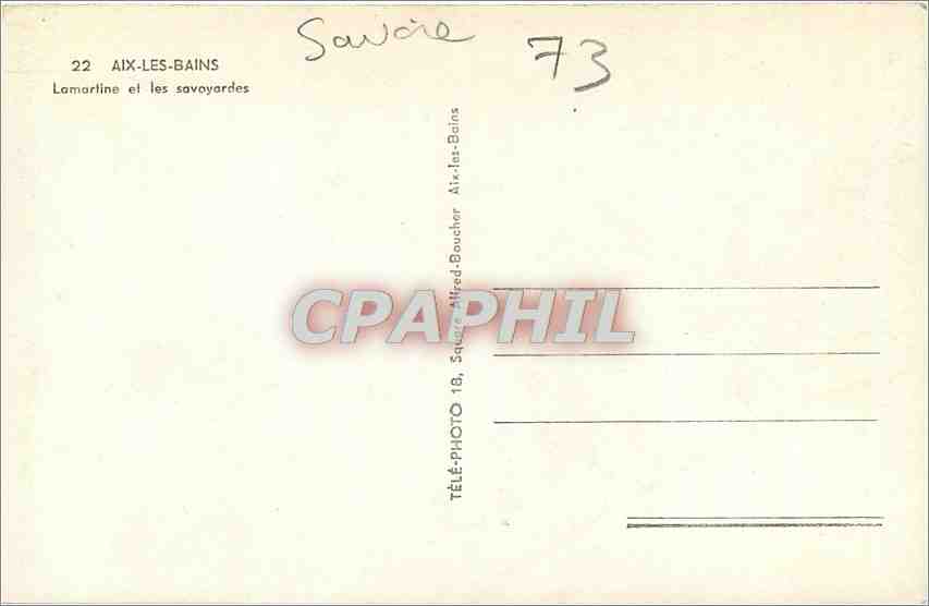 CPA Aix les Bains Lamartine et les Savoyardes  — Rückseite