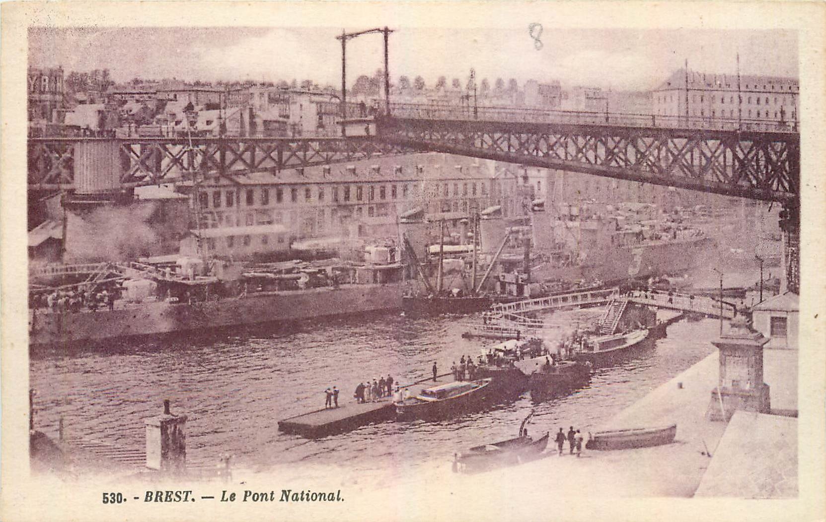 CPA Brest Le Pont National Bateaux