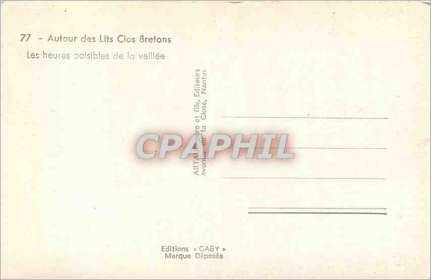 CPA Autour des Lits Clos Bretons Les heures poisibles de la veillee Folklore — Rückseite