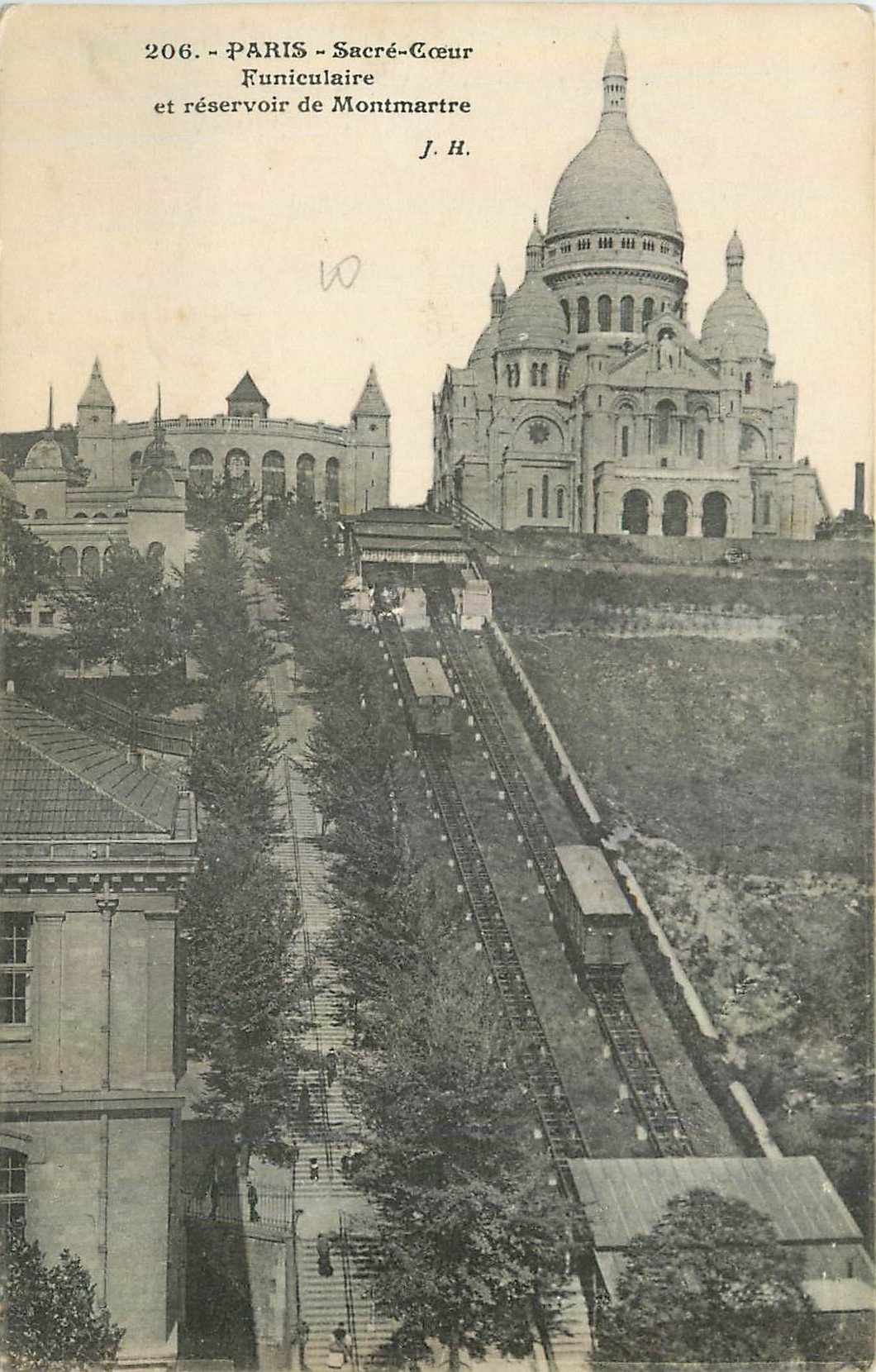 CPA Paris Sacre Coeur Funiculaire et reservoir de Montmartre 