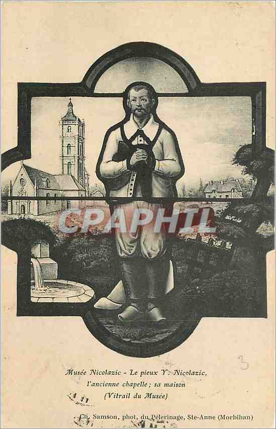 CPA Musee Nicolazic Le pieux Y Nicolazie Vitrail du Musee 