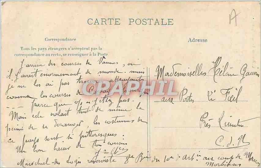 CPA Vannes et sa Femme  — Rückseite