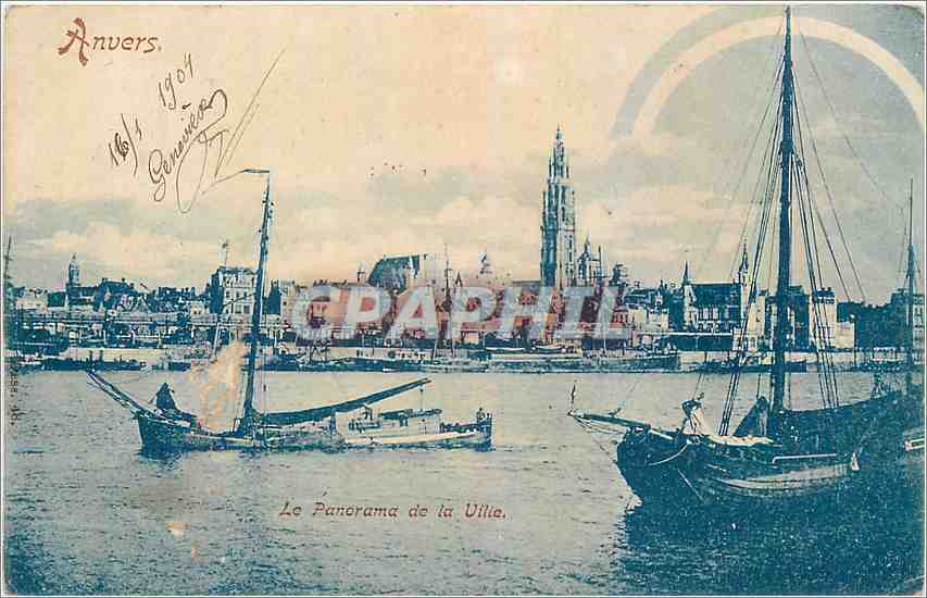CPA Anvers La Panorama de la Ville Bateaux