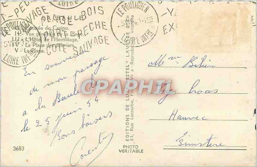 CPA Souvenir de La Baule  — Rückseite