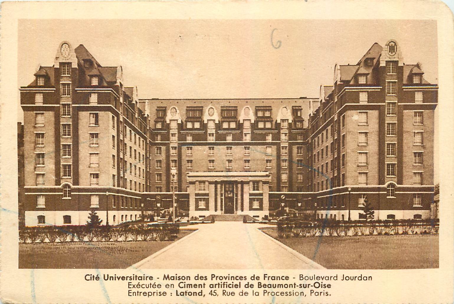 CPA Cite Universaire Maison des Provinces de France Boulevard Jourdan Paris 