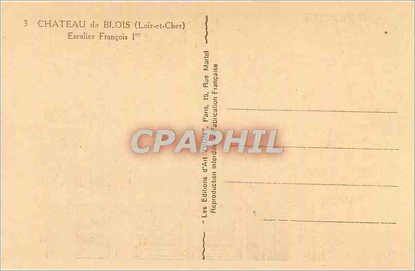 CPA Chateau de Blois Loir et Cher Escalier Francois 1er  — Verso