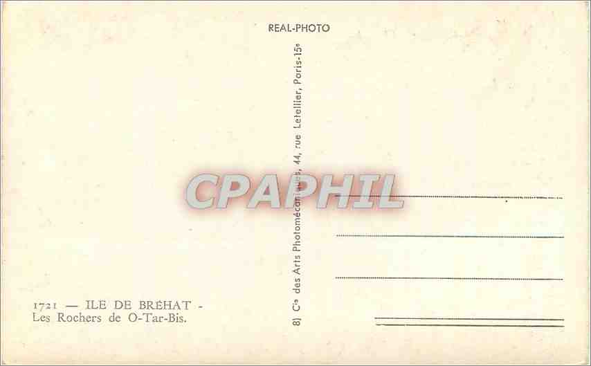 CPM Ile de Brehat Les Rochers de O Tar Bis  — Verso