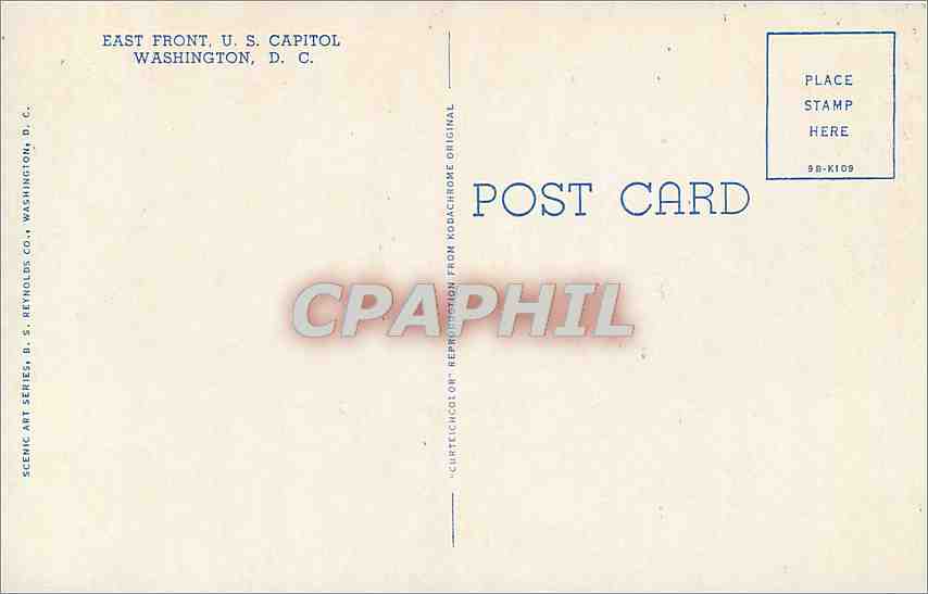 CPA East Front US Capitol Washington DC  — Rückseite