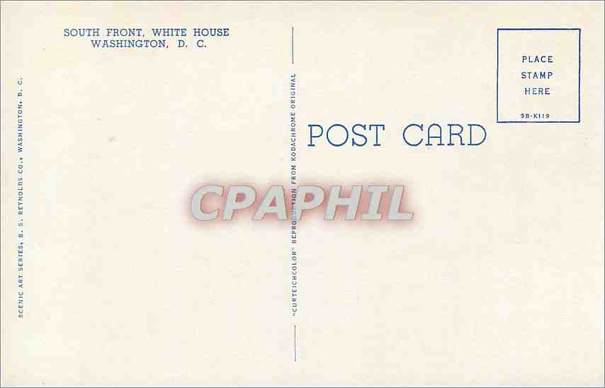 CPA South Front White House Washington DC  — Rückseite