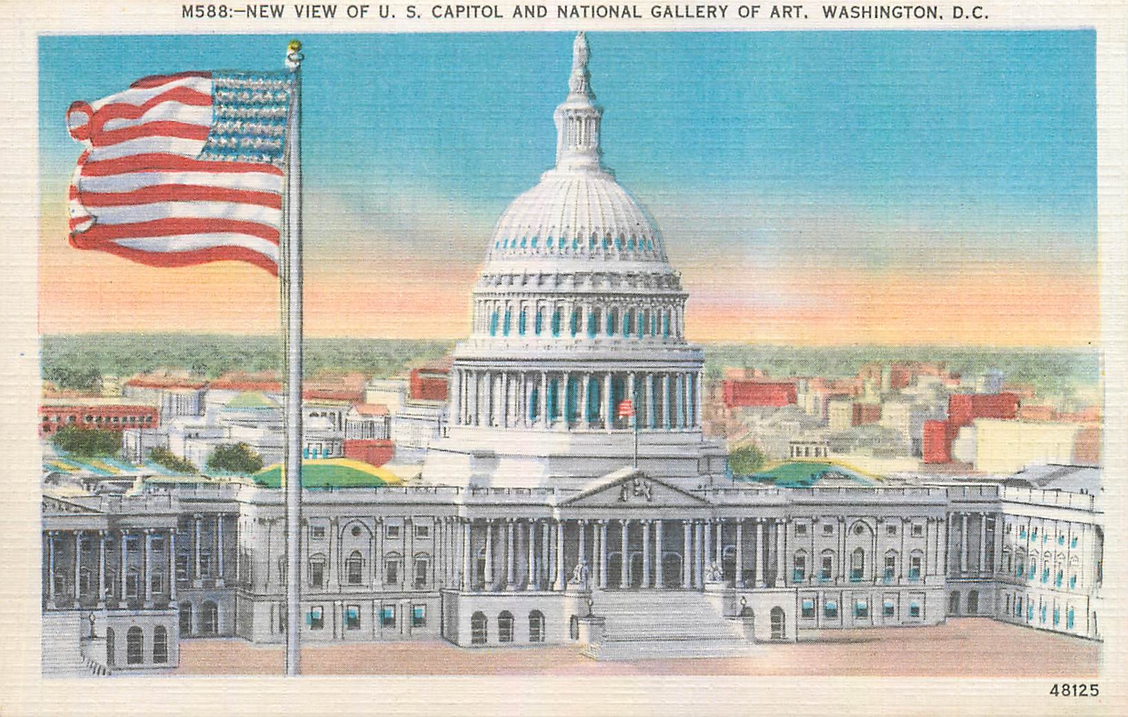 CPA New View of US Capitol and National Gallery of Art Washington DC 