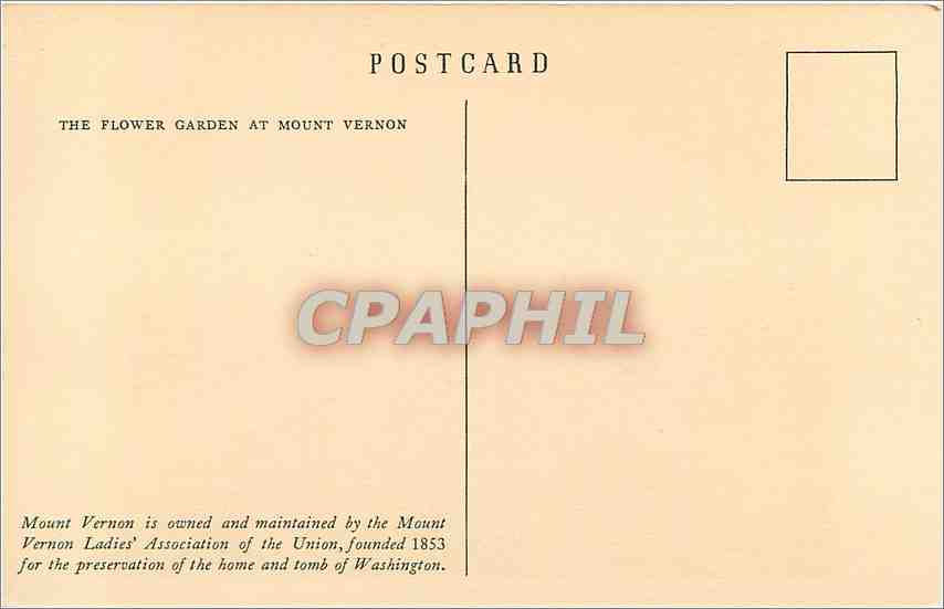 CPA The Flower Garden at Mount Vernon  — Back