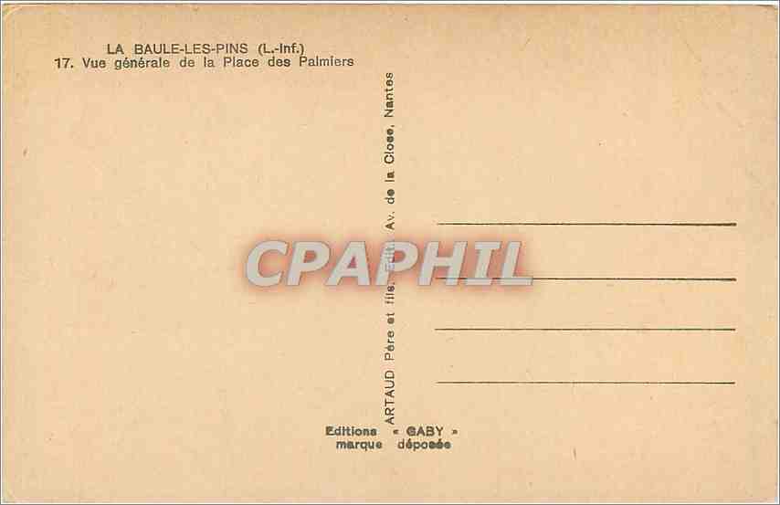 CPA La Baule les Pins Vue generale de la Place des Palmiers  — Rückseite