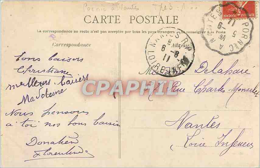 CPA Bernerie Loire Inf Rochers de la Pataurie  — Rückseite