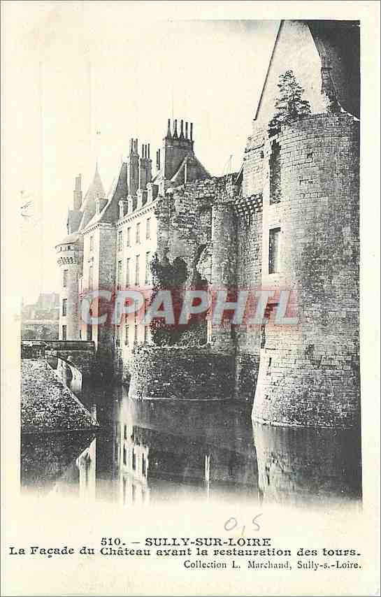 CPA Sully sur Loire La Facade du Chateau avant la restauration des tours 