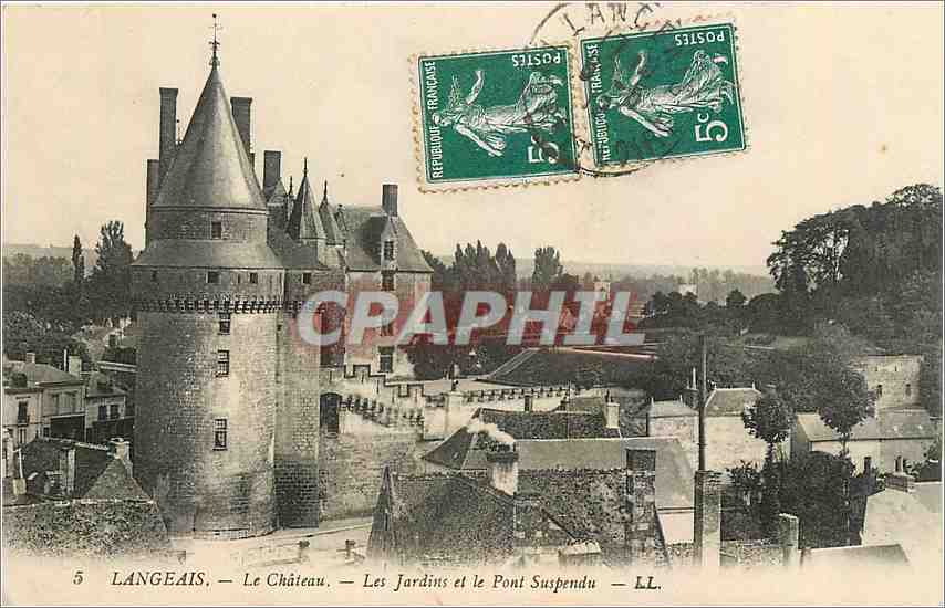 CPA Langeais Le Chateau Les Jardins et le Pont Suspendu 
