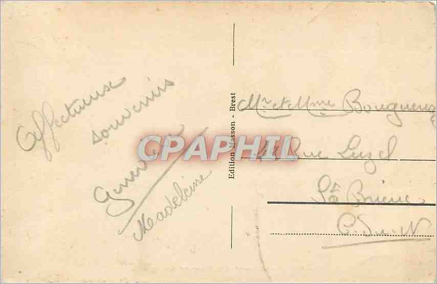 CPA Brest Le Goulet et le Monument Americain  — Rückseite