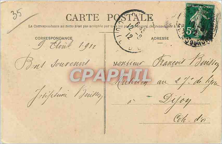 CPA Ile de Brehat C du N Le Gouffre du Phare  — Verso