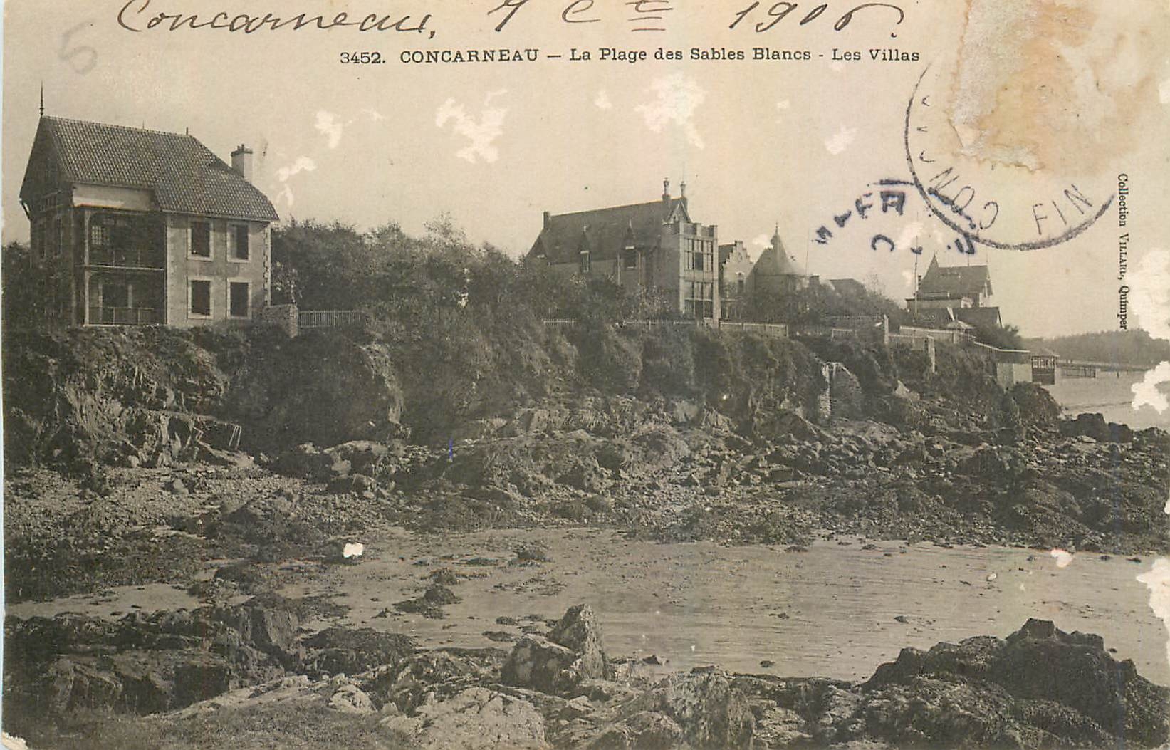 CPA Concarneau La Plage des Sables Blancs Les Villas 