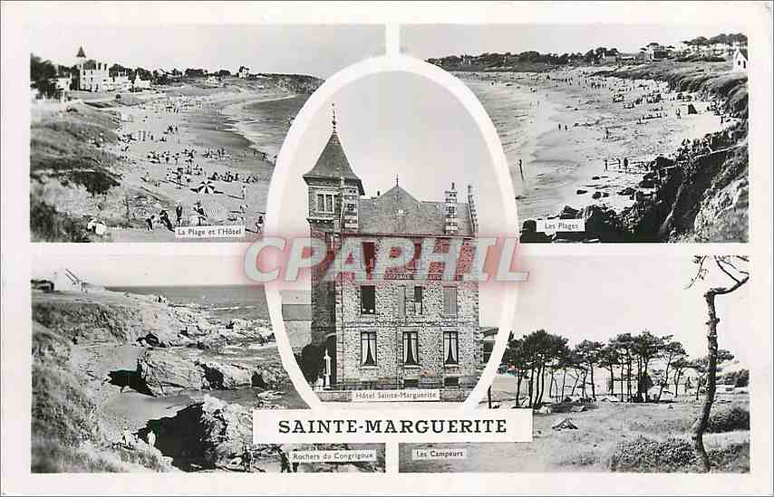 CPM Sainte Marguerite La plage et l'Hotel Les plages Rochers de Congrigoux Les campeurs Camping