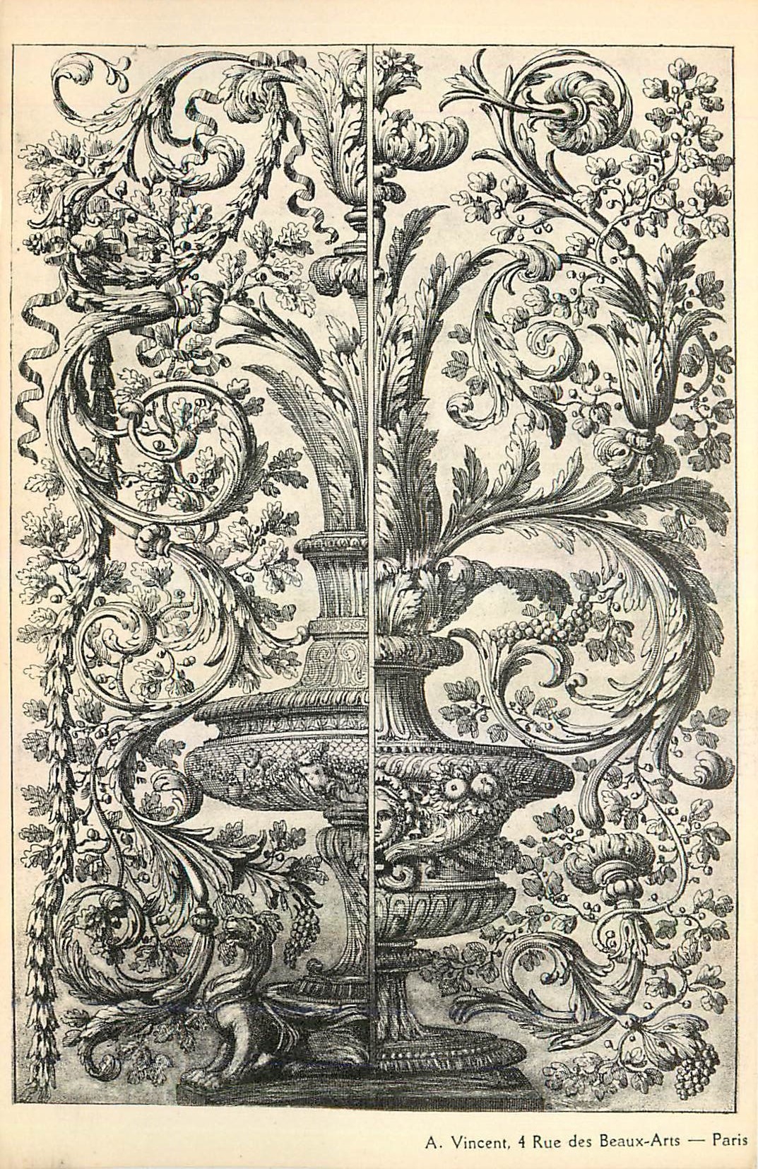 Décoration ornementale — gravure — A. Vincent, 4 Rue des Beaux-Arts — Paris