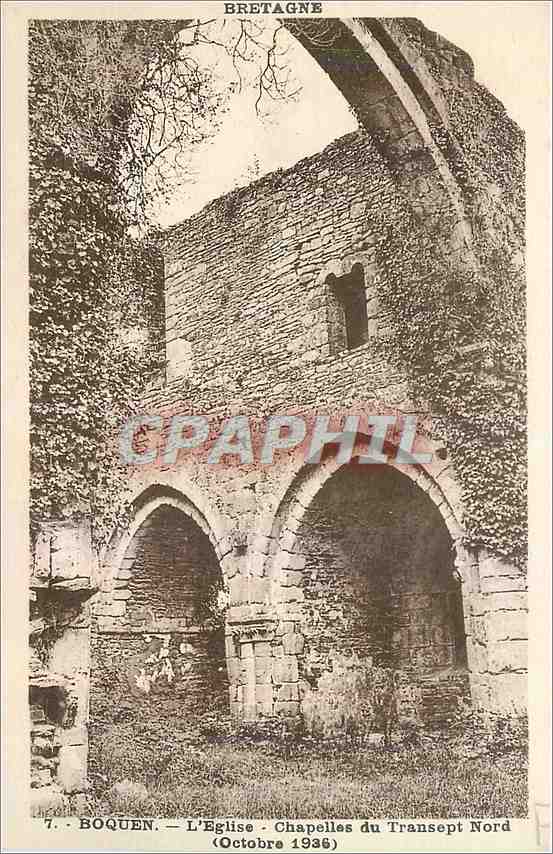 Boquen - L'Église. Chapelles du Transept Nord — Bretagne, Octobre 1936 — Éditions d'Art Hamon