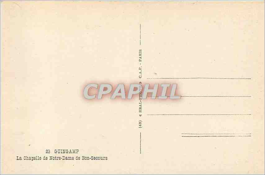 CPA Guingamp La Chapelle de Notre Dame de Bon Secours  — Rückseite
