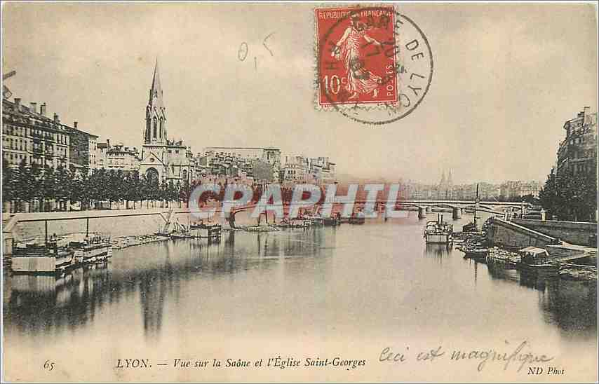 CPA Lyon Vue sur la Saone et l'Eglise Saint Georges 