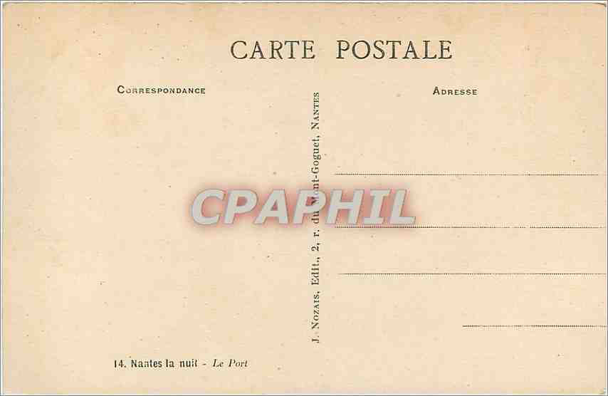 CPA Nantes la nuit Le Port  — Verso