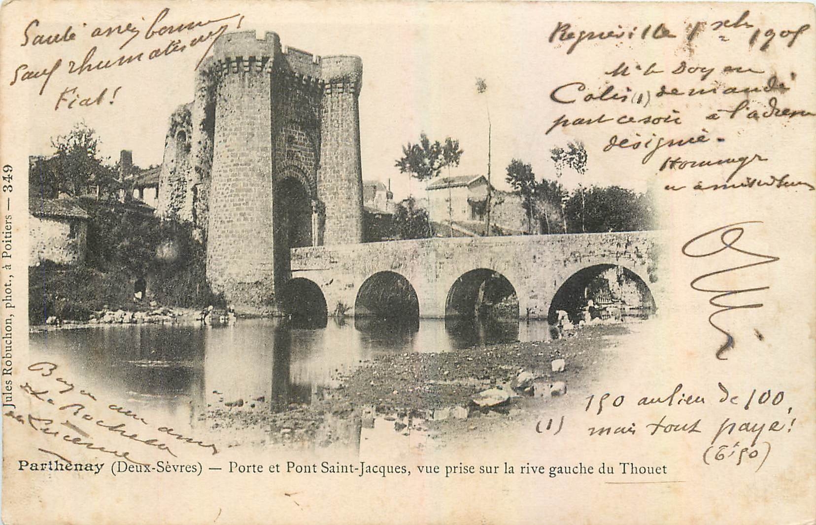 CPA Parthenay Deux Sevres Porte et Pont Saint Jacques Carte 1900